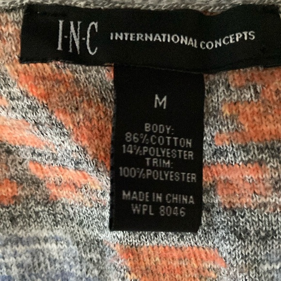 INC International Concepts Orange and Gray Fringe Vest Size M - Picture 2 of 3